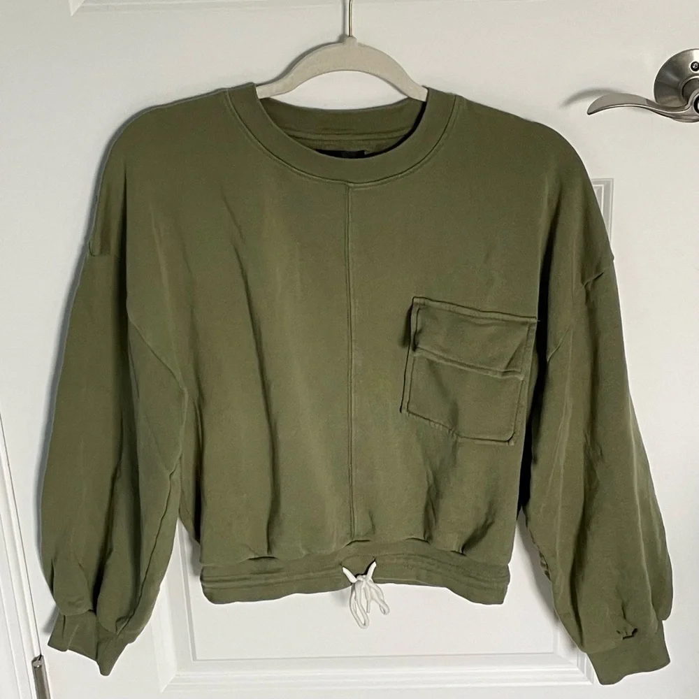 J. Crew University terry patch-pocket Sweatshirt army green 35799